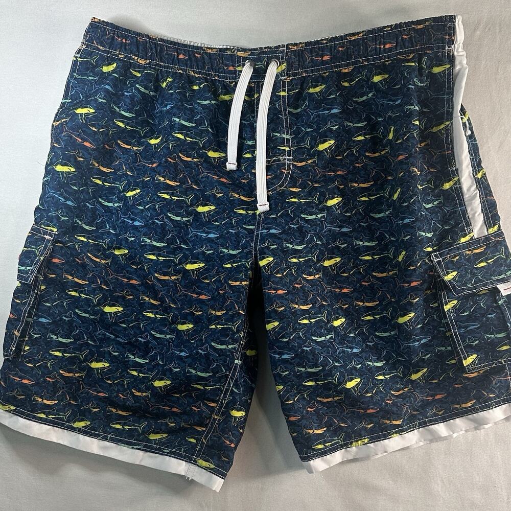 Ingear Swim Trunks Mens Size XLarge Blue‎ Shark Surf Cargo Pockets Mesh